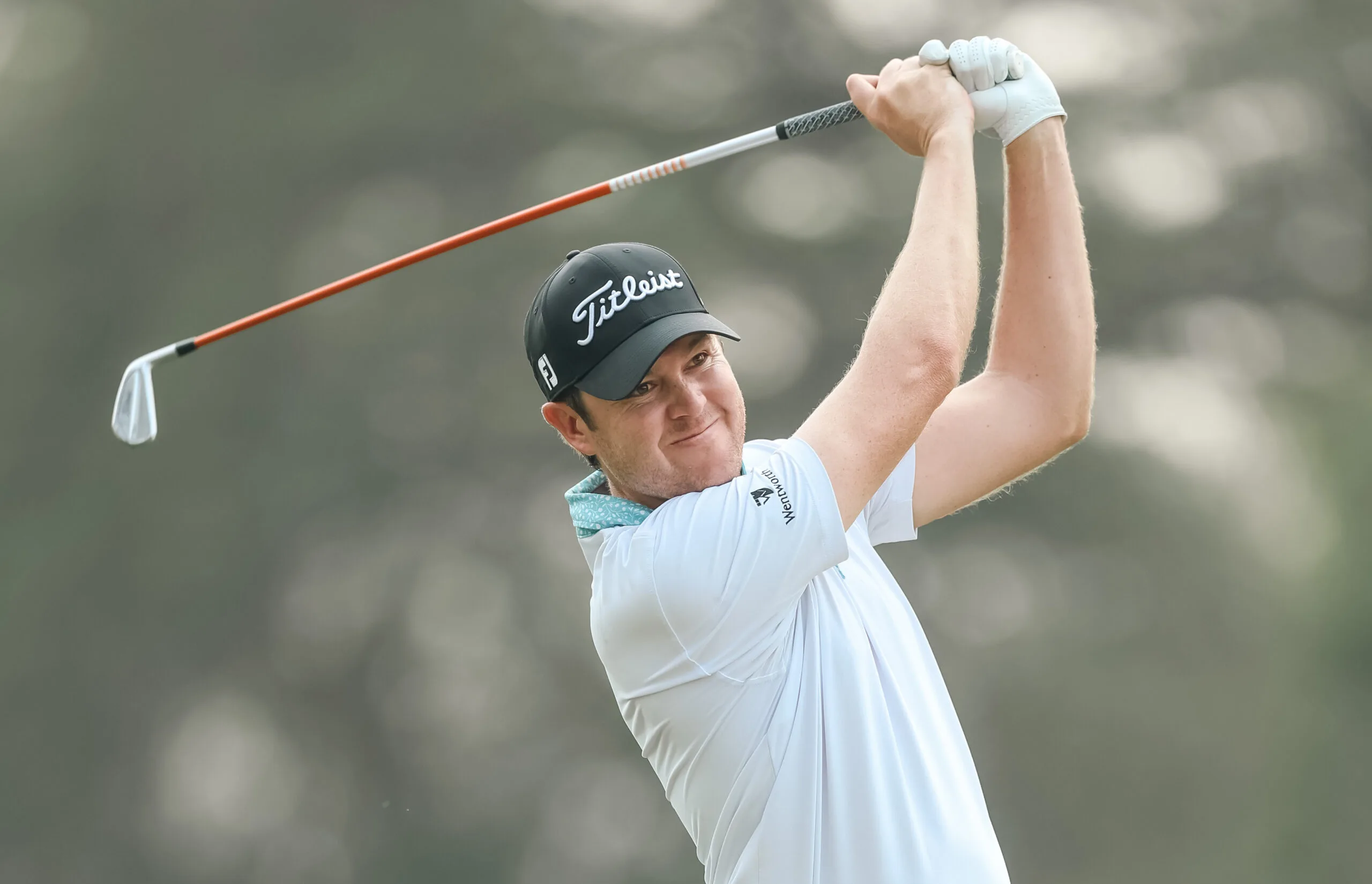 Steven Brown of England plays his second shot on the 4th hole during day one of the Delhi Challenge