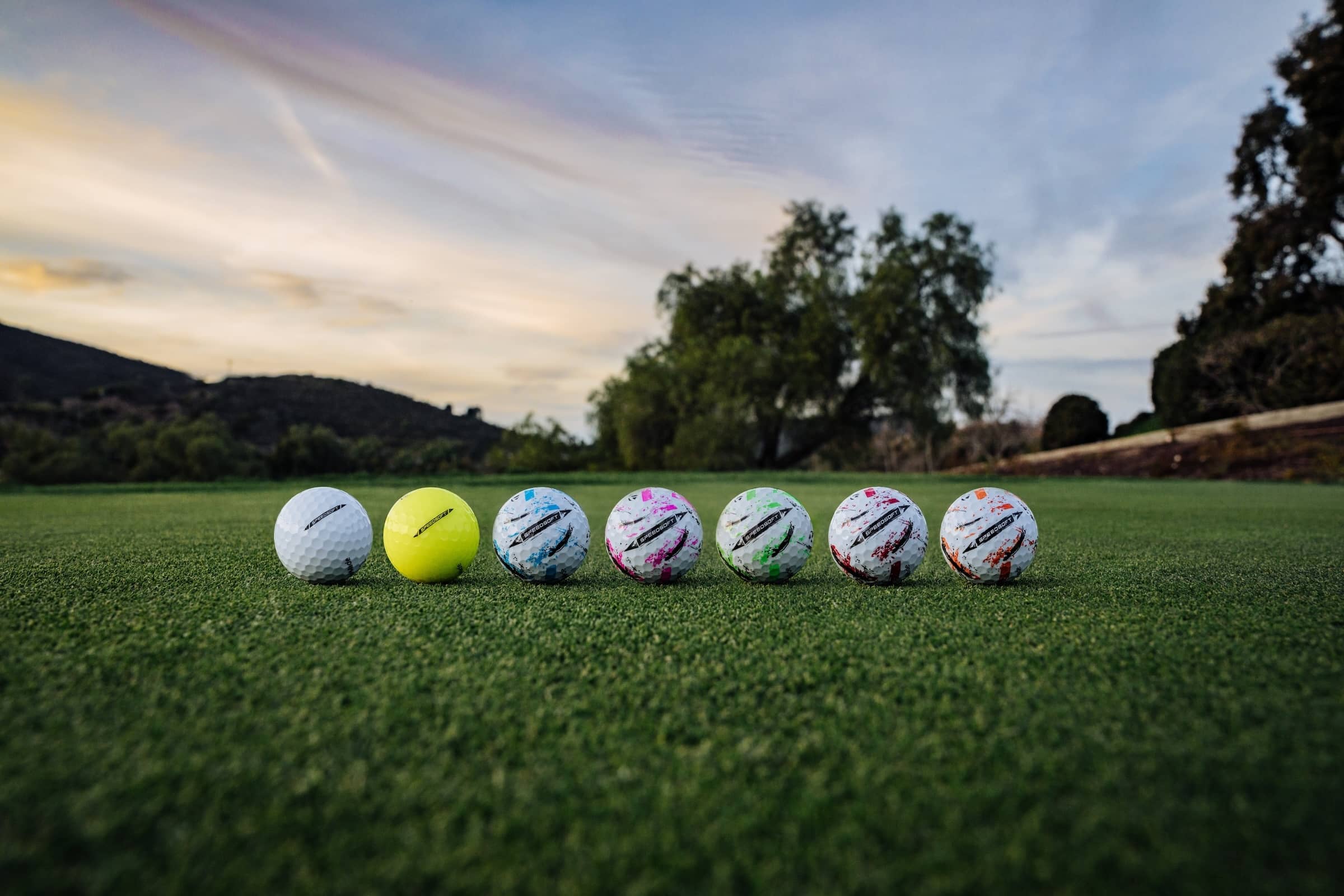 TaylorMade Speedsoft balls linedup