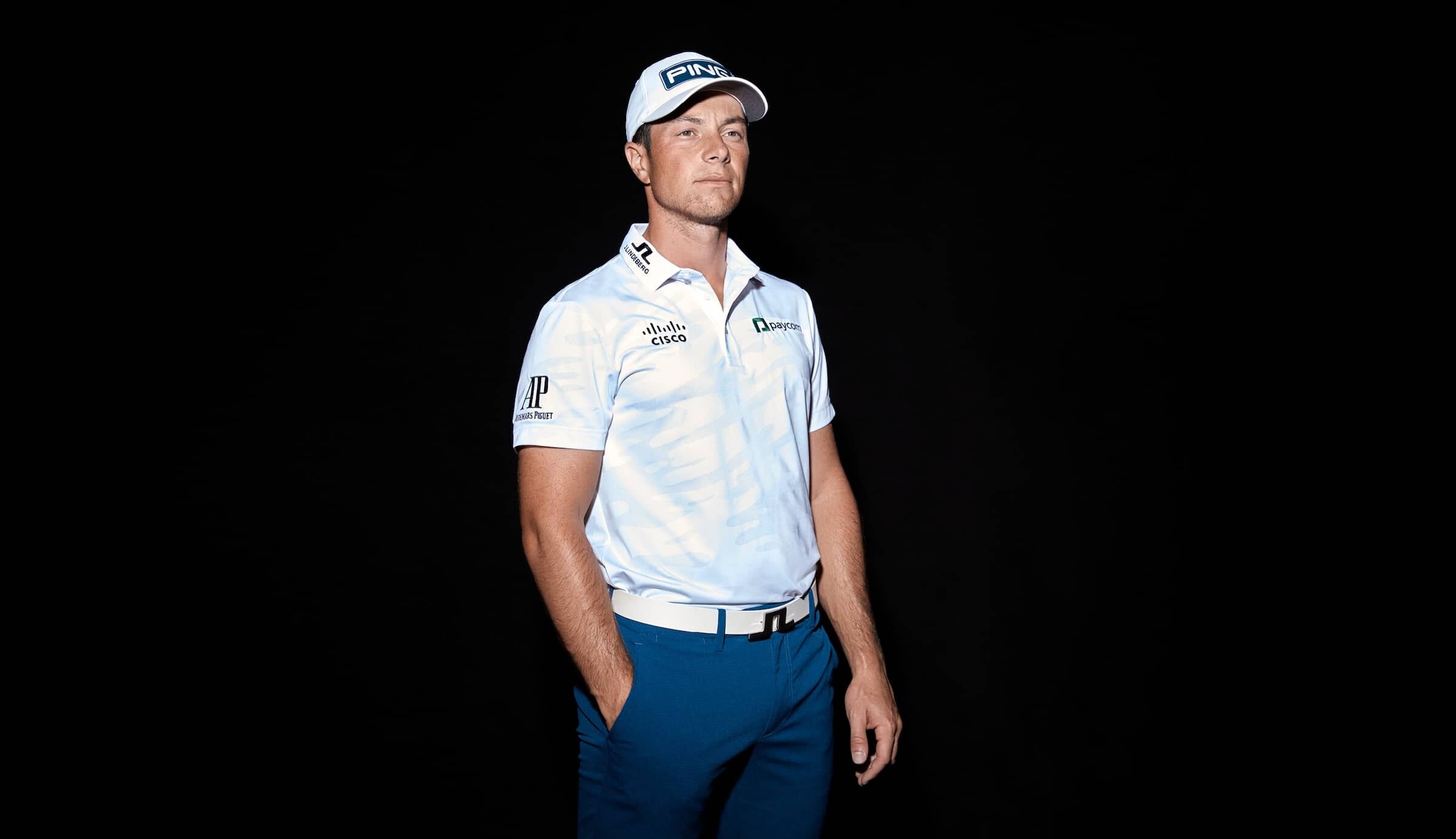 viktor hovland wearing J.Lindeberg Spring Summer 2024 Tour Collection apparel