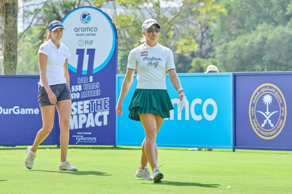 Charley Hull walks down the fairway