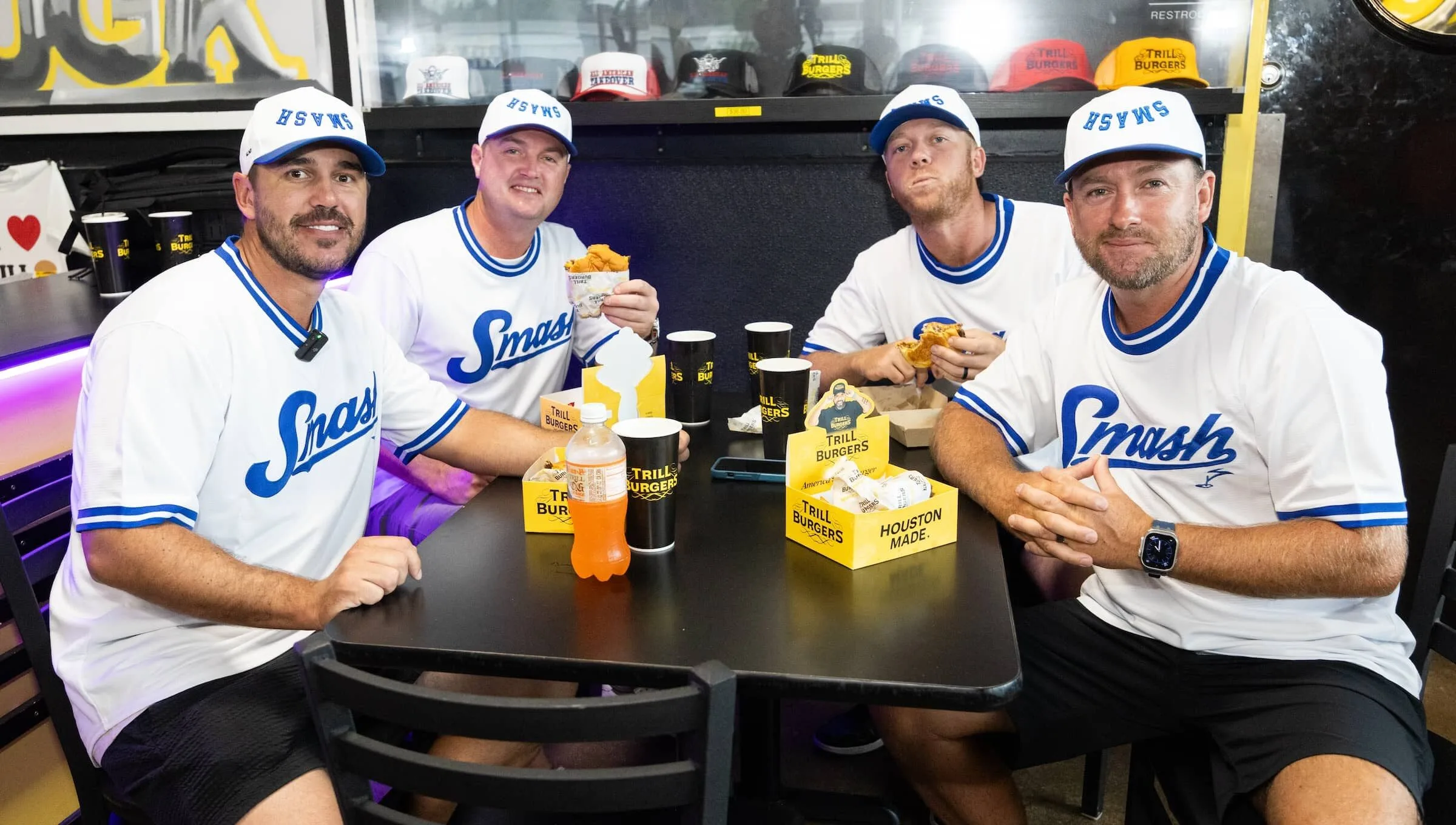 Captain Brooks Koepka of Smash GC, Graeme McDowell of Smash GC, Talor Gooch of Smash GC and Graeme McDowell of Smash GC
