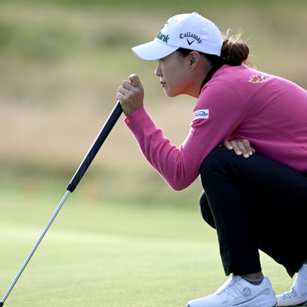 Minjee Lee of Australia prepares to putt on the ninth green during the first round of the ISPS HANDA Women's Scottish Open at Dundonald Links Golf Course