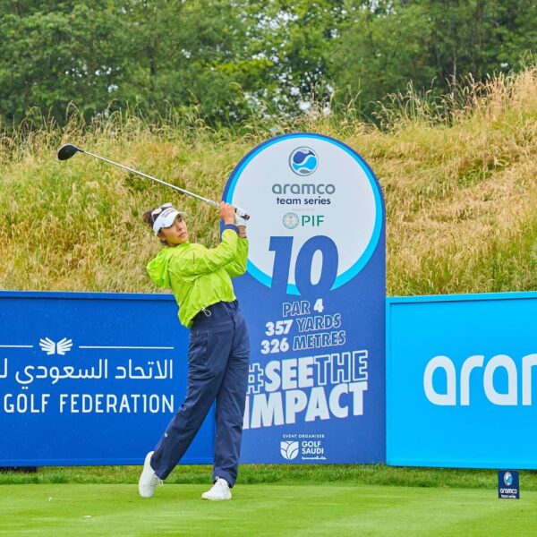 Alison Lee tees off at the Aramco Team Series presented by PIF