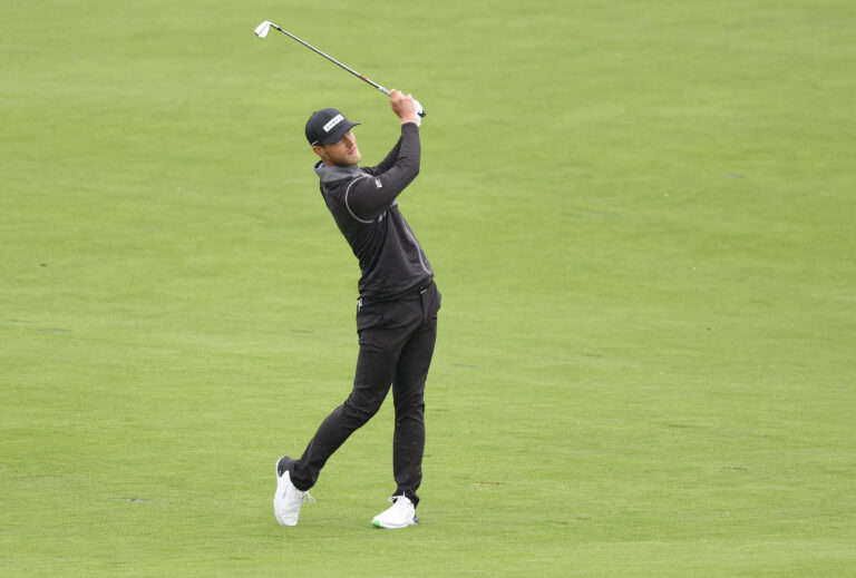 Jesper Svensson of Sweden plays his second shot on the 1st hole during the third round of the FedEx Open de France 2024 at Le Golf National
