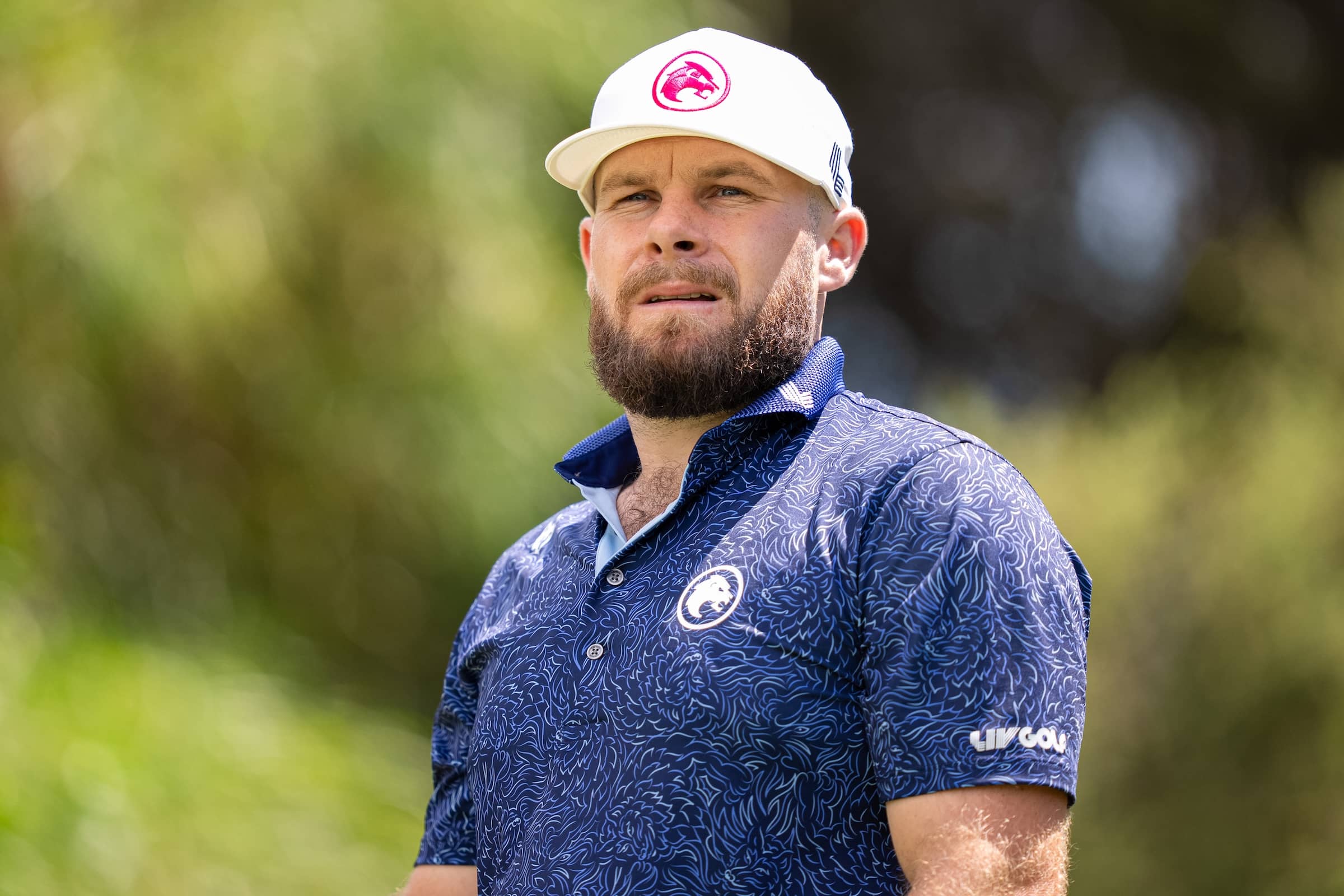 Tyrrell Hatton of Legion XIII seen on the 14th hole during the first round of LIV Golf Adelaide at Grange Golf Club