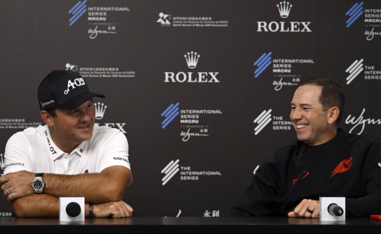 Patrick Reed and Sergio Garcia pictured at the Macau Golf and Country Club, at the pre-tournament press conference