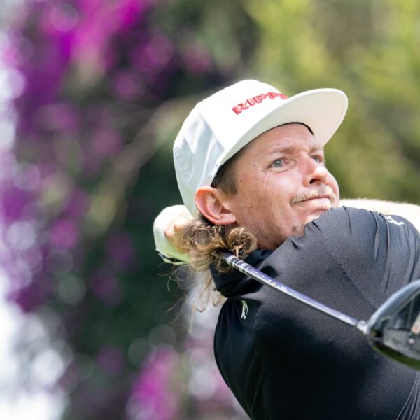 Captain Cameron Smith of Ripper GC hits his shot from the seventh tee during the first round of LIV Golf Mexico City at Club de Golf Chapultepec