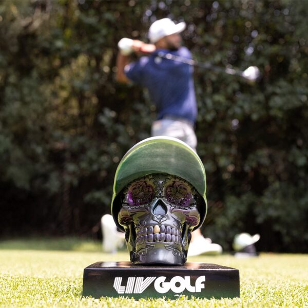 Mexico Tee Marker with Jon Rahm in background