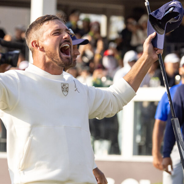 Captain Bryson DeChambeau of Crushers GC celebrates Korea win