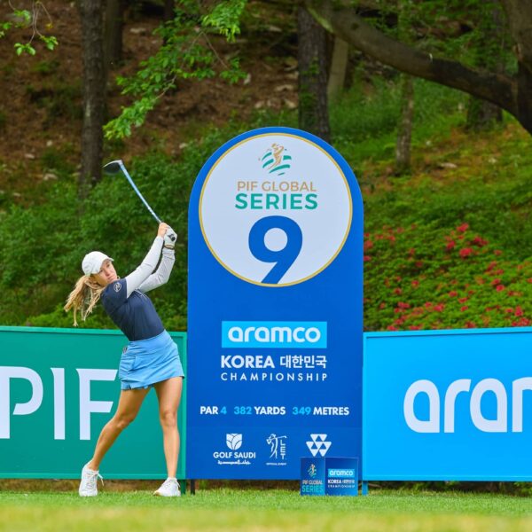 Chiara Tamburlini pictured in the Pro-Am at New Korea Country Club ahead of the Aramco Korea Championship, the second of five events on the PIF Global Series in 2025.
