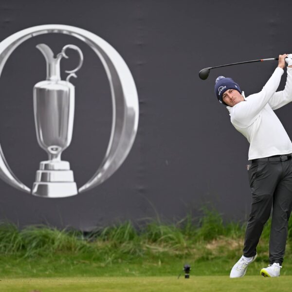 Matt Fitzpatrick of England tees off on the first hole during Day One of The 153rd Open Championship at Royal Portrush Golf Club