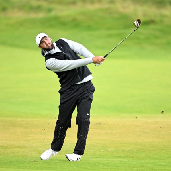 Scottie Scheffler of the United States plays his second shot on the second hole during Day Two of The 153rd Open Championship at Royal Portrush Golf Club