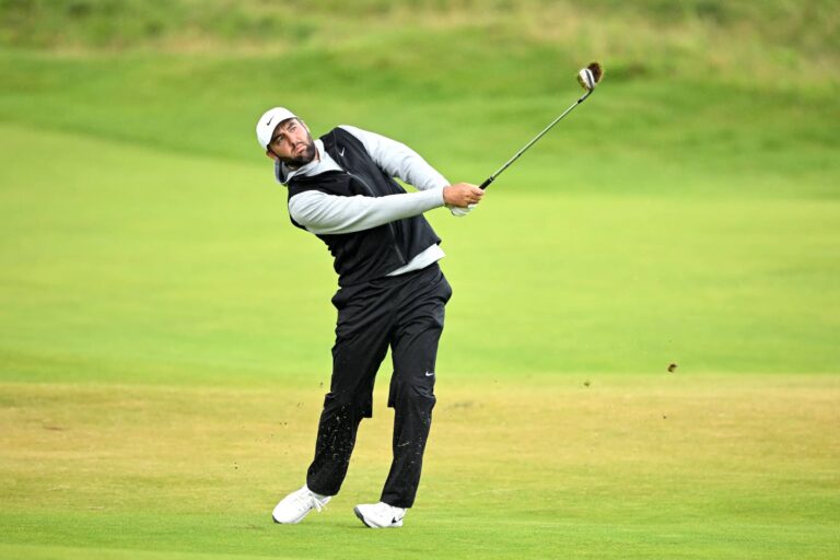 Scottie Scheffler of the United States plays his second shot on the second hole during Day Two of The 153rd Open Championship at Royal Portrush Golf Club