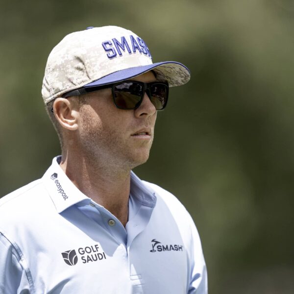 Talor Gooch of Smash GC on the 18th hole during the second round of LIV Golf Andalucía at Real Club Valderrama