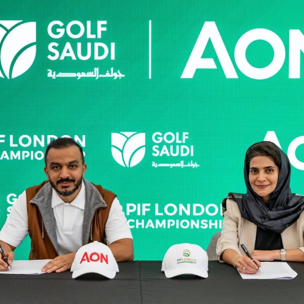 Sattam AlShahoub, Deputy CEO for Aon in Saudi Arabia, and Dalya Katoah, Golf Saudi's Chief Marketing and Demand Officer