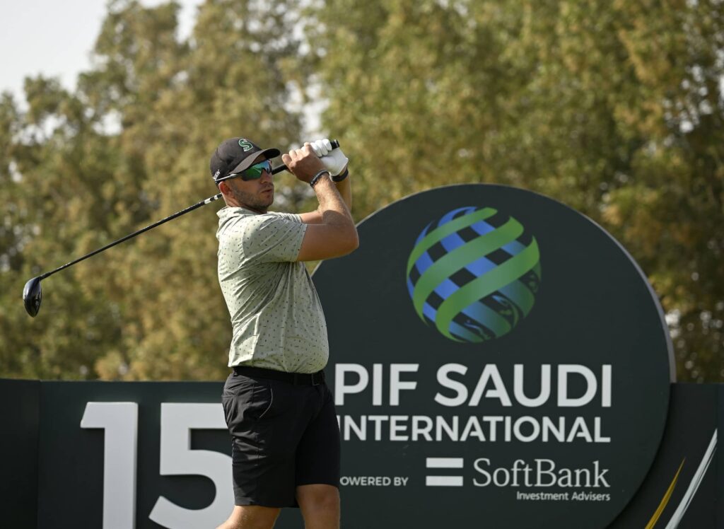 Dean Burmester of South Africa pictured during round four of the PIF Saudi International powered by SoftBank Investment Advisers at the Riyadh Golf Club.