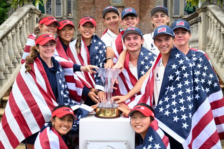 Asterisk Talley, Rayee Feng, Lily Peng, Giuseppe Puebla, Hamilton Coleman, Lunden Esterline, (L-R Middle Row) Zoe Cusack, Tyler Mawhinney, Miles Russell, Luke Colton, (L-R Front Row) Amelie Zalsman, and Anna Fang of Team United States