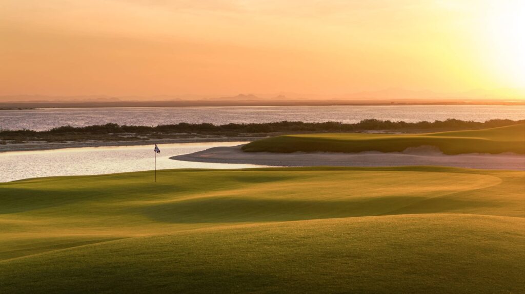 Shura Links 5th hole sunset