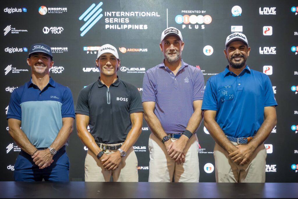 Wade Ormsby of Australia, Dominic Foos of Germany, Steve Lewton of England and Gaganjeet Bhullar of India