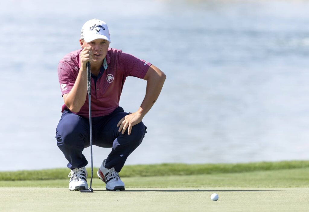 Caleb Surratt of the USA pictured during round three of the 2025 PIF Saudi International powered by SoftBank Investment Advisers at Riyadh Golf Club.