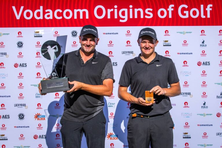 Casey Jarvis and his caddie, Conrad Loubser