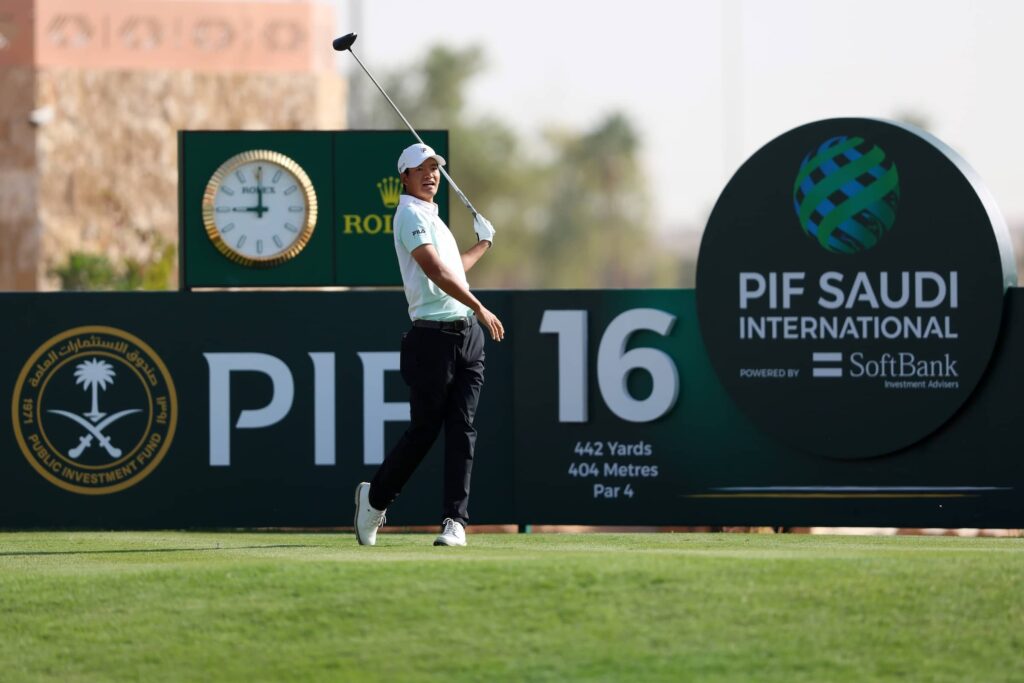 Taichi Kho of Hong Kong pictured during round three of the 2025 PIF Saudi International powered by SoftBank Investment Advisers at Riyadh Golf Club.