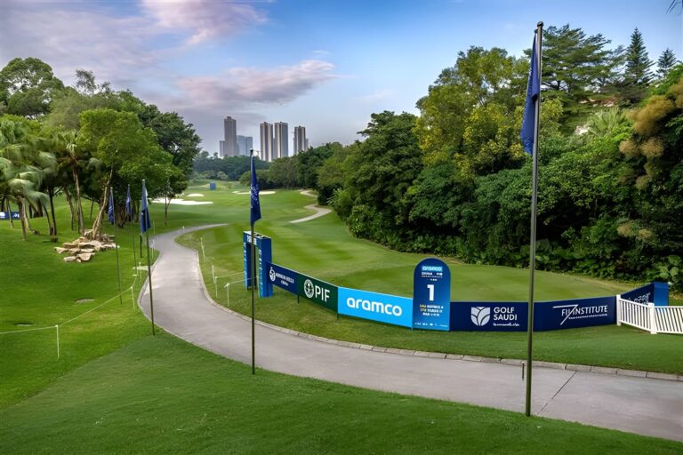 The first hole pictured at Mission Hills Golf Club (World Cup Course) ahead of the Aramco China Championship on the PIF Global Series