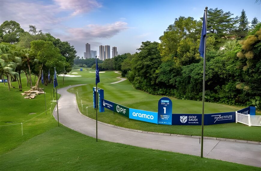 The first hole pictured at Mission Hills Golf Club (World Cup Course) ahead of the Aramco China Championship on the PIF Global Series