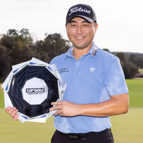 Richard T. Lee of Canada pictured during the prize presentation of the LIV Golf Promotions at Black Diamond Ranch.