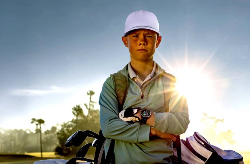 Young Golfer wearing Garmin Approach J1
