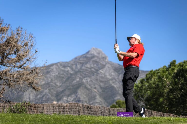 Miguel Ángel Jiménez during his opening round at the Staysure Marbella Legends.