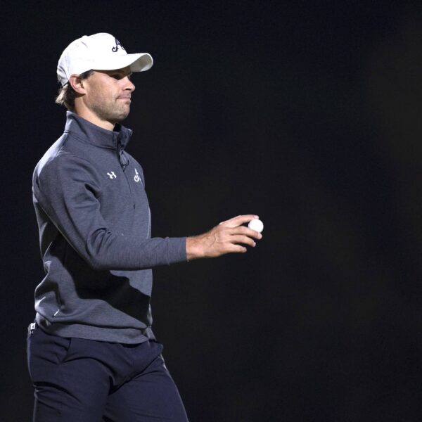 Thomas Detry of 4Aces GC looks on from the 8th green during the first round of the LIV Golf Riyadh