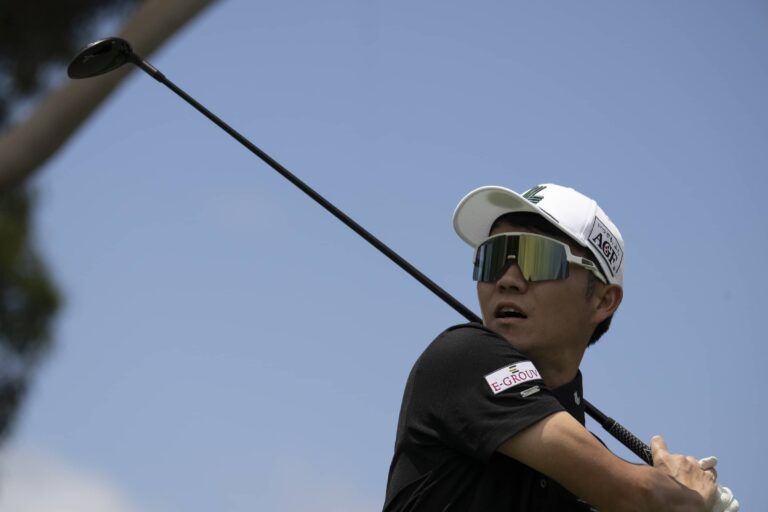 Yosuke Asaji of Japan pictured during the first round of LIV Golf Adelaide at The Grange Golf Club.