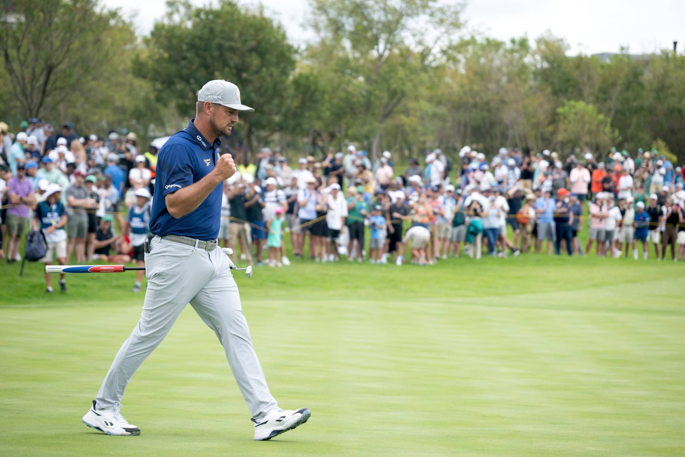 Captain Bryson DeChambeau of Crushers GC reacts to his putt on the second green during the second round of LIV Golf South Africa at The Club at Steyn City on Friday, March 20, 2026 in Midrand, South Africa.