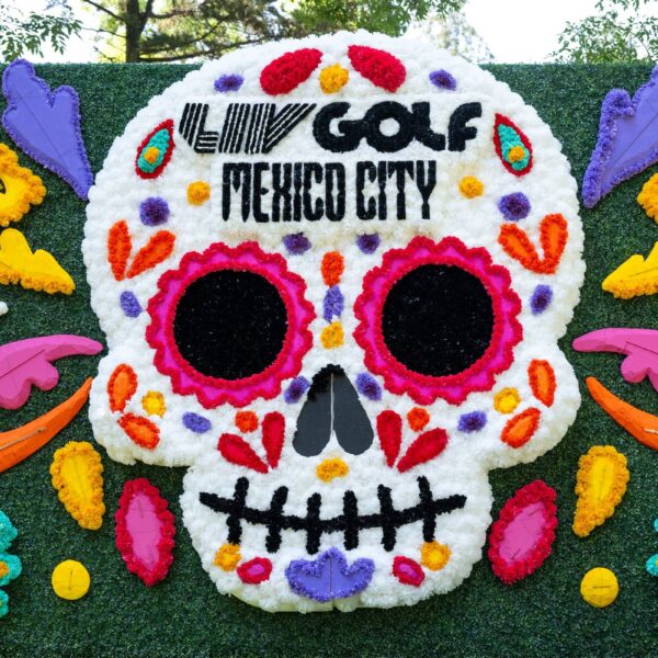 LIV Golf signage seen during the practice round before LIV Golf Mexico City at Club de Golf Chapultepec