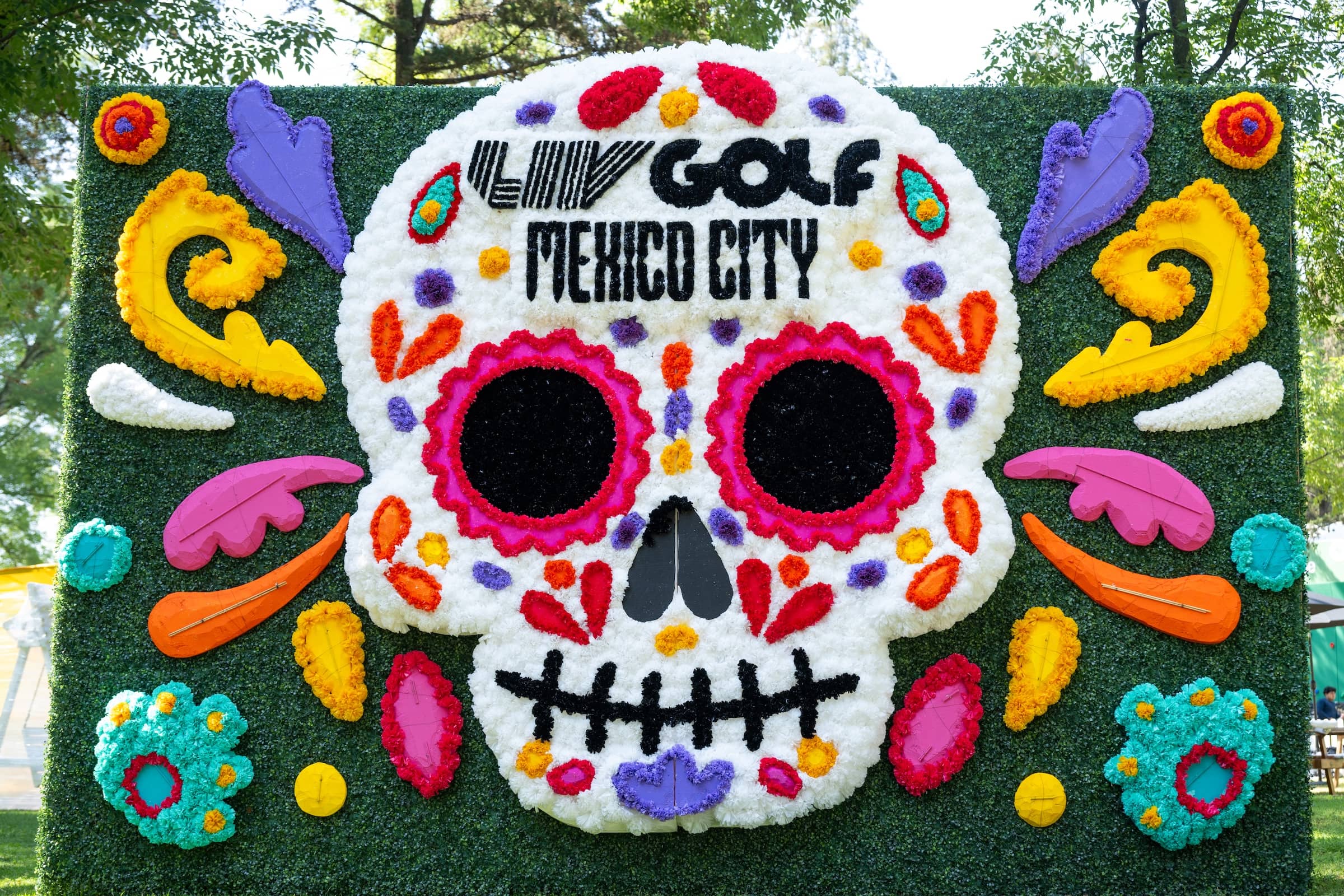 LIV Golf signage seen during the practice round before LIV Golf Mexico City at Club de Golf Chapultepec