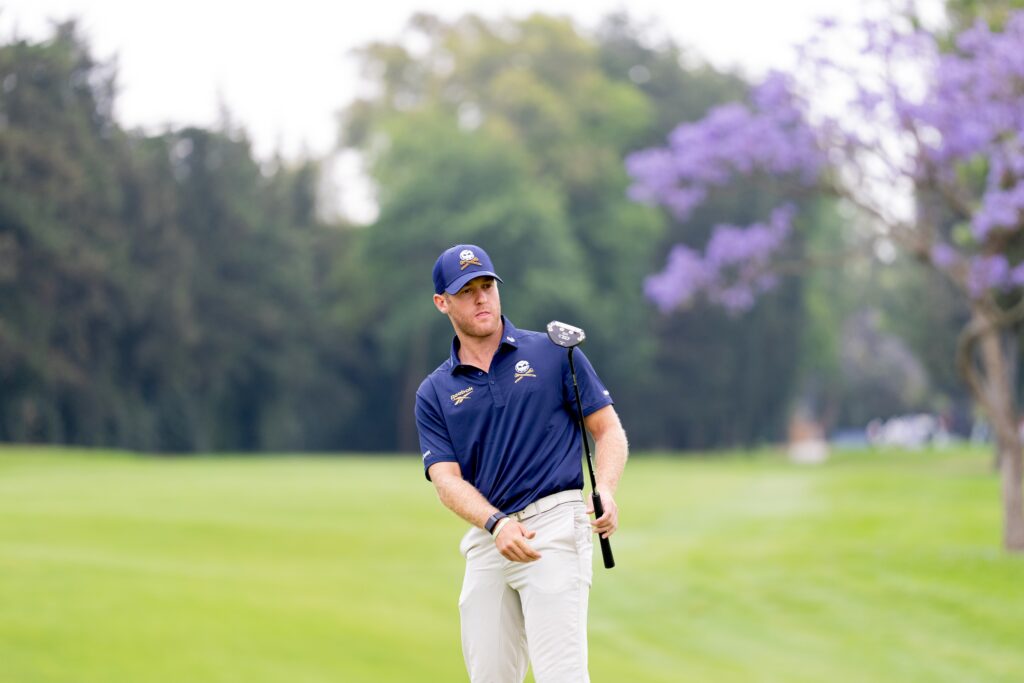 Luis Carrera of Crushers GC watches his putt on the 13th green during the final round of LIV Golf Mexico City at Club de Golf Chapultepec  
