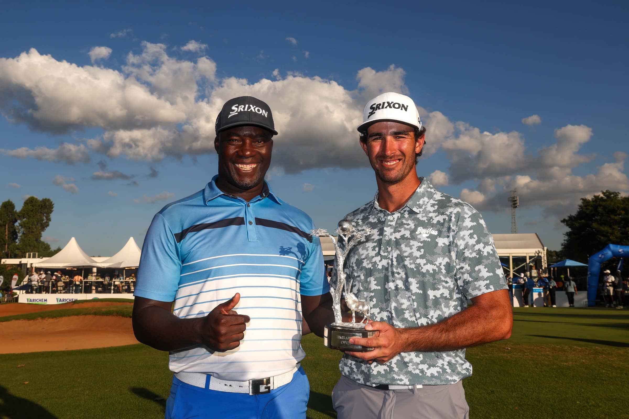 The winning caddie Moses Mwape with Altin van der Merwe