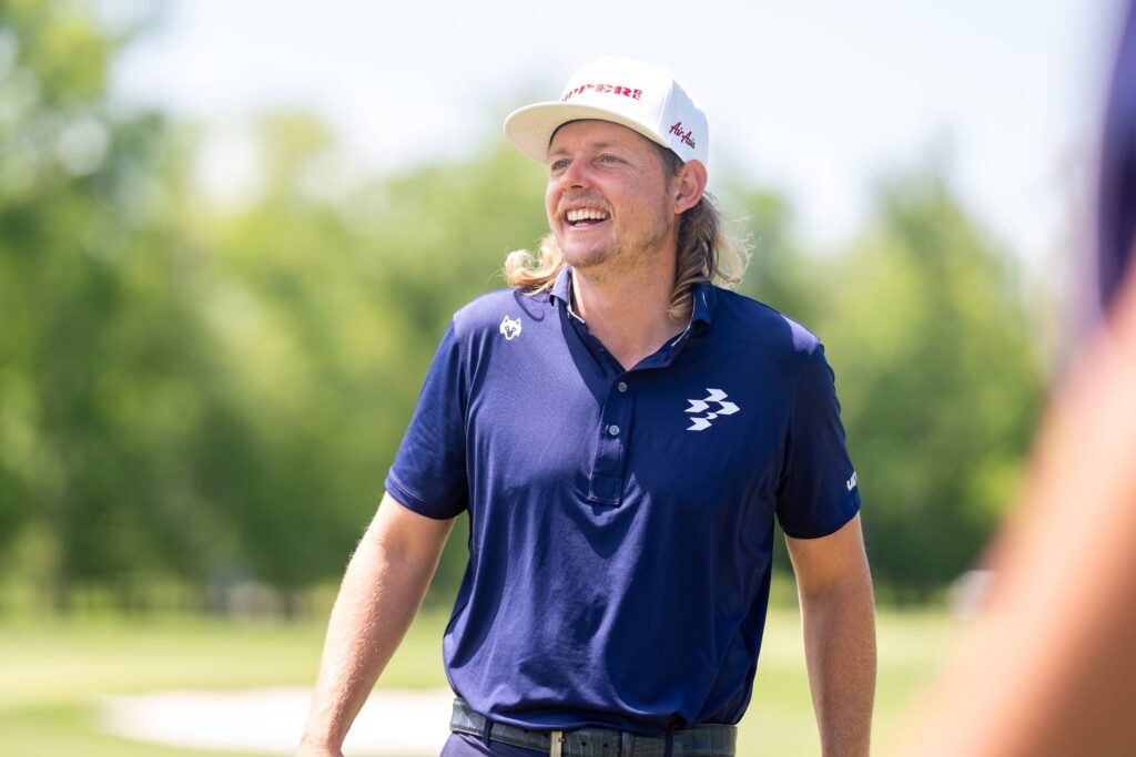 Captain Cameron Smith of Ripper GC seen on the driving range during the first round of LIV Golf Virginia at Trump National Golf Club