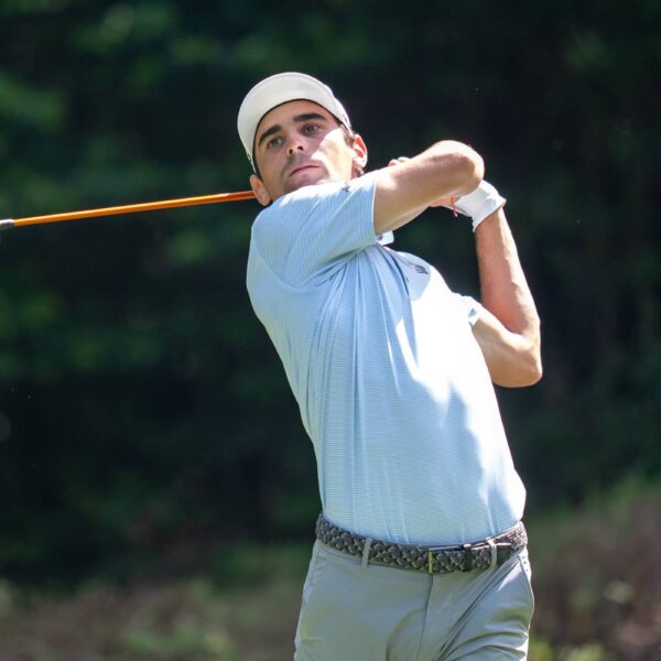 Captain Joaquín Niemann of Torque GC hits his shot from the eighth tee during the third round of LIV Golf Korea at Asiad Country Club
