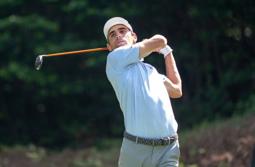 Captain Joaquín Niemann of Torque GC hits his shot from the eighth tee during the third round of LIV Golf Korea at Asiad Country Club