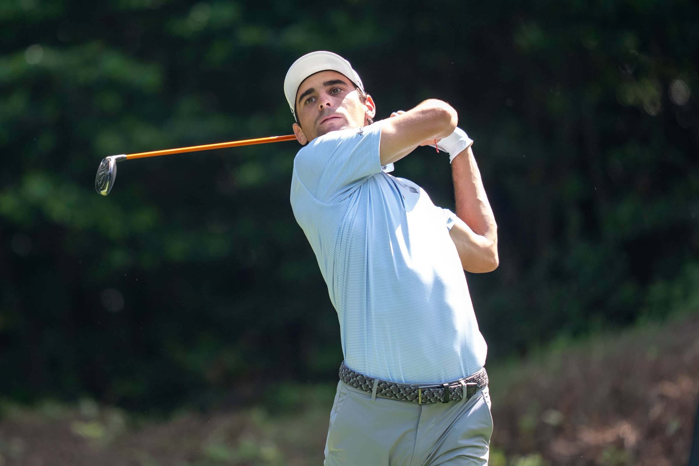 Captain Joaquín Niemann of Torque GC hits his shot from the eighth tee during the third round of LIV Golf Korea at Asiad Country Club