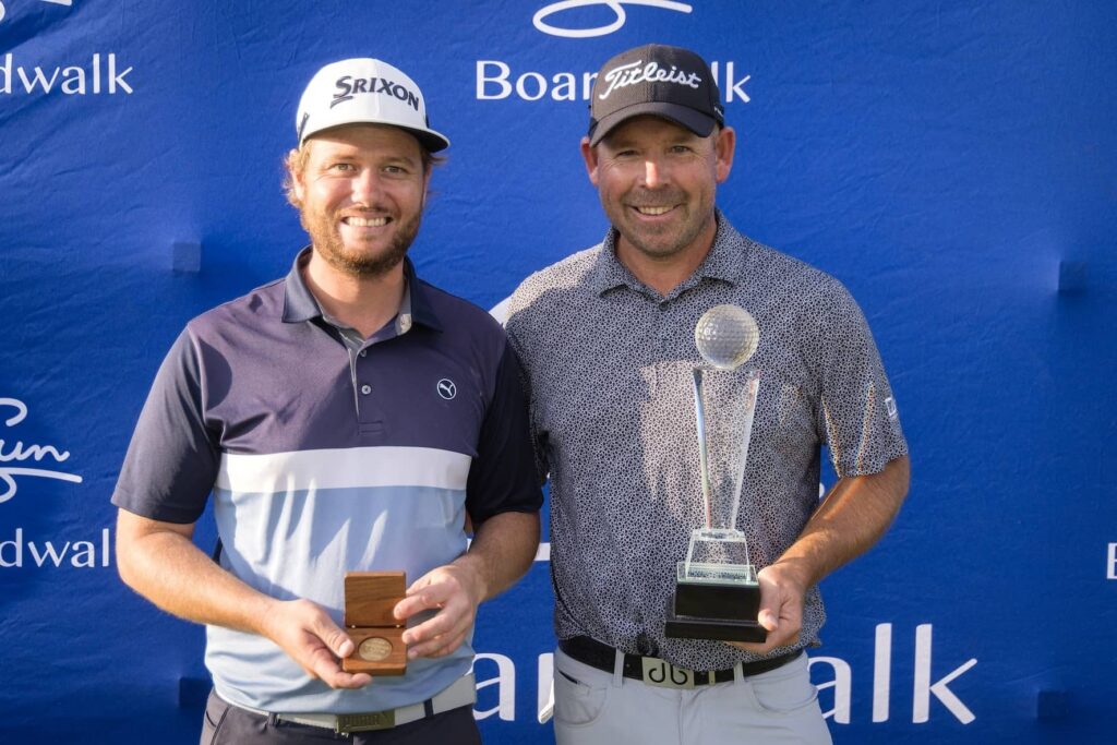 Tyler Watts, the winning caddie with Justin Walters
