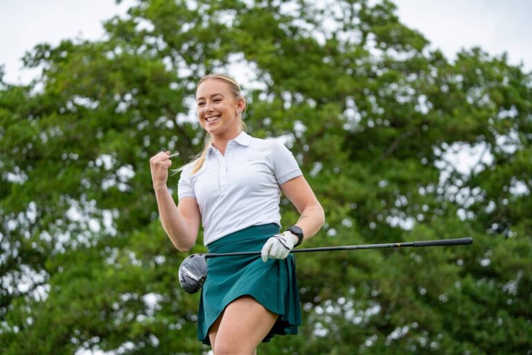 Woman Golfer wearing shotscope watch