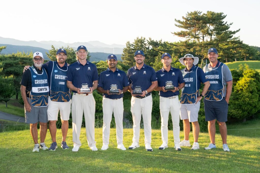 Australia’s Travis Smyth with Crushers GC during the prize presentation at LIV Golf Korea