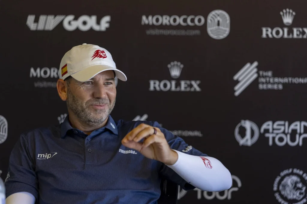 Sergio Garcia at a Press Conference during the Pro-am event ahead of International Series Morocco presented by Visit Morocco at Royal Golf Dar Es Salam (Red Course).