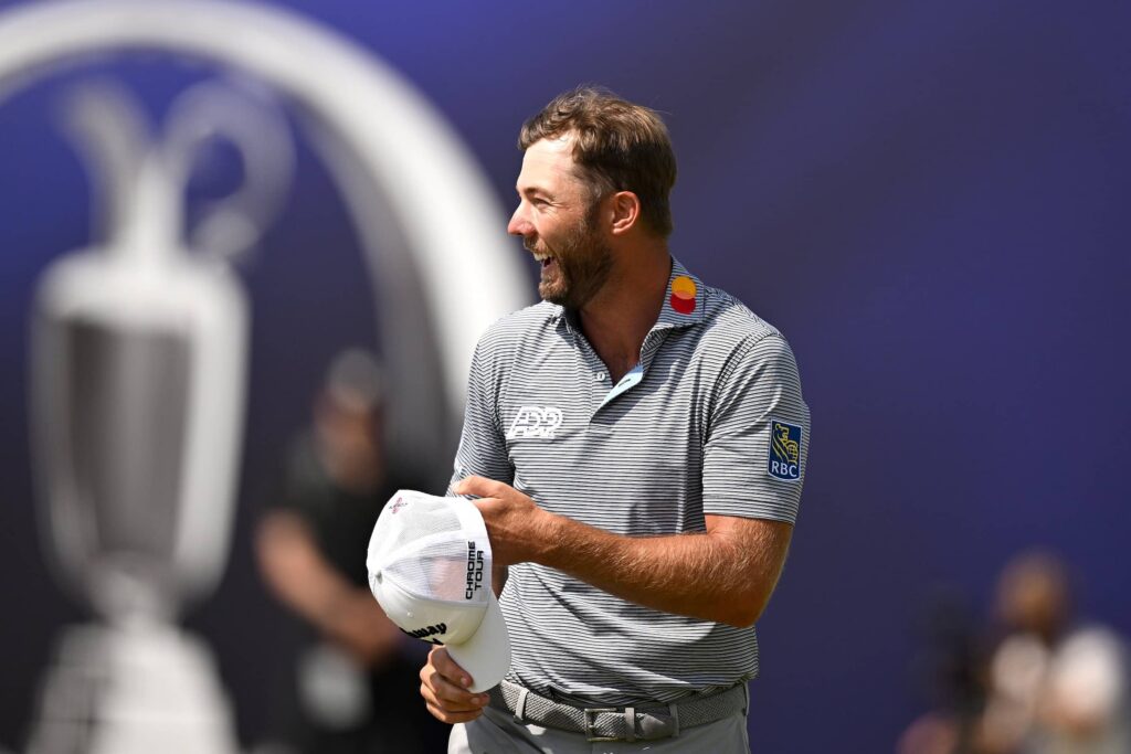 The 154th Open - Day Two Sam Burns of the United States acknowledges the crowd