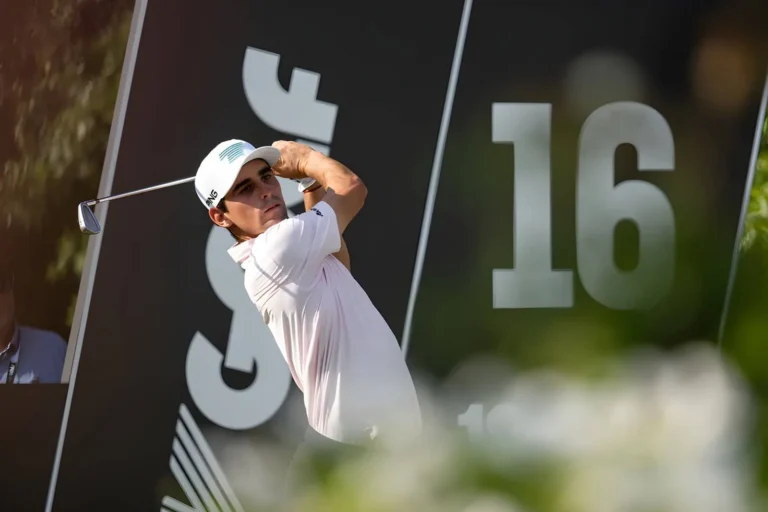 Captain Joaquín Niemann of Torque GC hits his shot from the 16th tee during the first round of LIV Golf Bedminster at Trump National Golf Club on Thursday, August 06, 2026 in Bedminster, New Jersey.
