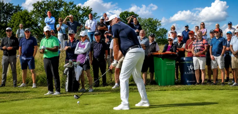 Lee Westwood tees off on the 10th at Chart Hills Golf Club 2026