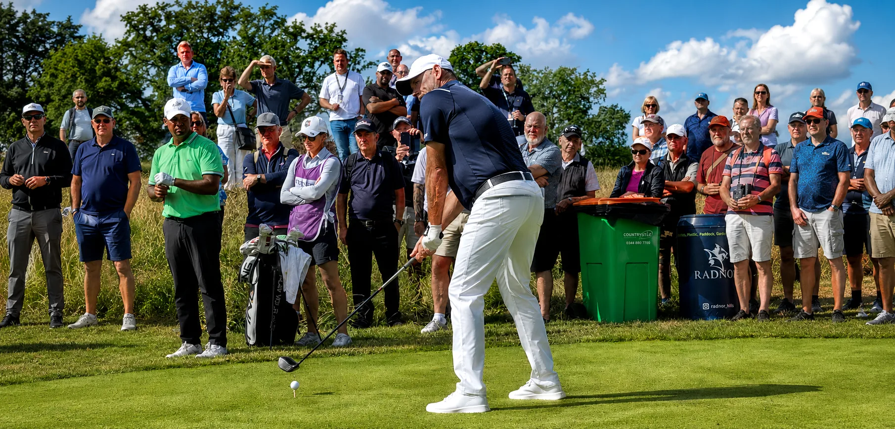 Lee Westwood tees off on the 10th at Chart Hills Golf Club 2026